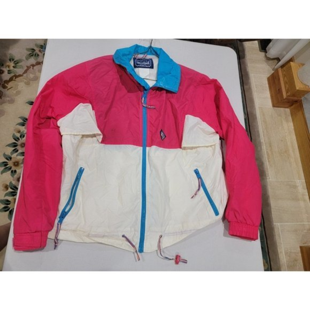 Woolrich Vintage 80s 90s Jacket Zip Up Windbreaker Cropped Color block Bright OS
